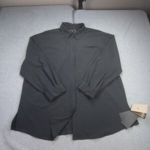 Nike Shirt Womens‎ Large Black 24/7 Stretch Oversized Snap Button Up Long Sleeve